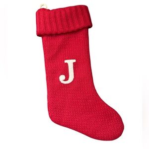 Wondershop Christmas Stocking 20" Knit Monogram Red Embroidered “J” New no tag